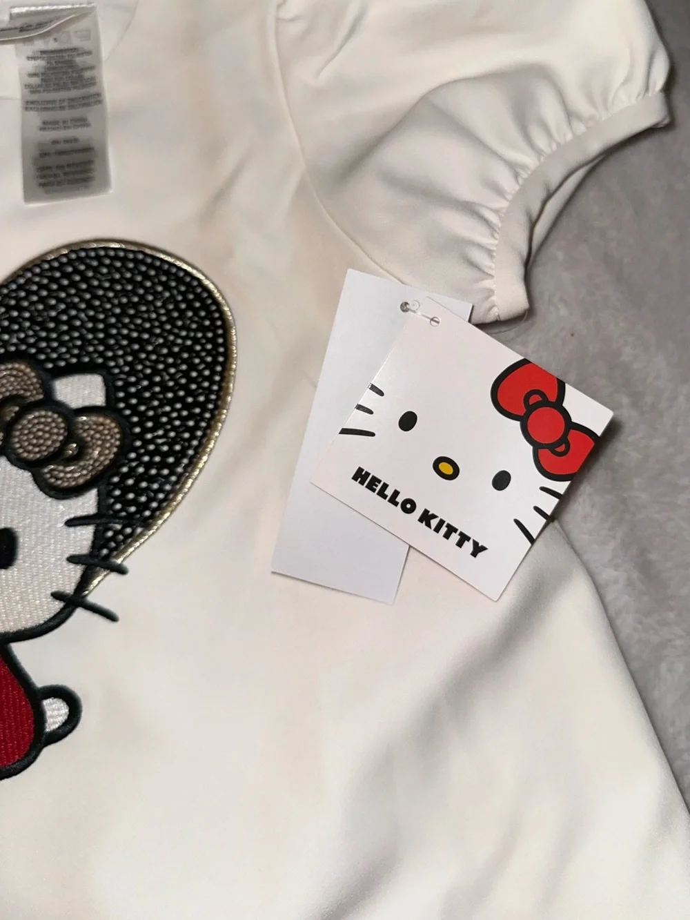 Hello Kitty Black White Red Embroidered Heart Patch Kids Accessory